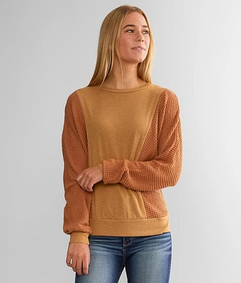 Pieced Waffle Knit Top