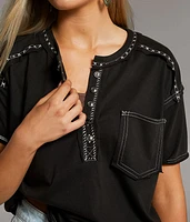 Contrast Stitch Henley