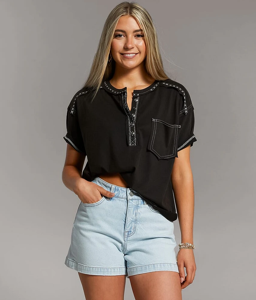 Contrast Stitch Henley