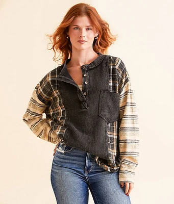 BKE Pieced Plaid Henley