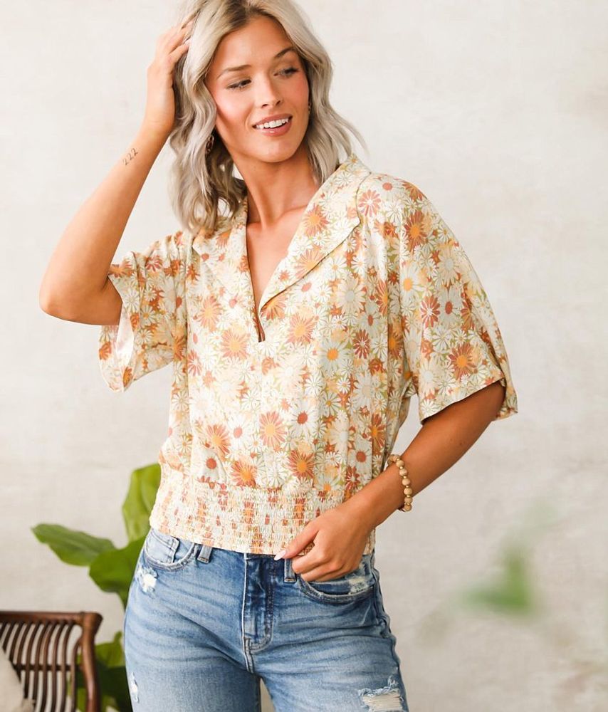Willow & Root Floral Collared Top