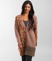 mystree Patchwork Leopard Cardigan Sweater