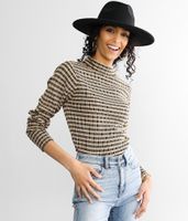 mystree Plaid Ribbed Sweater