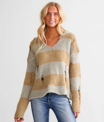 mystree Open Weave Hooded Sweater
