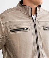 Washed Faux Leather Jacket