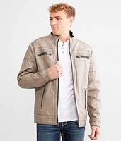 Washed Faux Leather Jacket