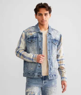 Smoke Rise Pieced Plaid Denim Jacket