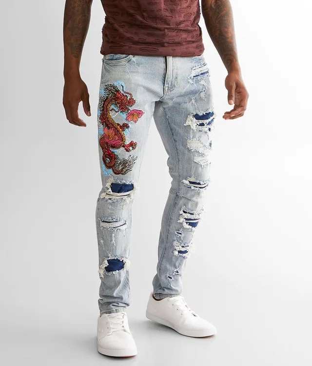 Slim Ripped Dark Wash Stretch Jeans