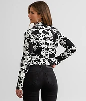 Cow Print Cropped Blazer