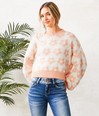 Willow & Root Floral Print Cropped Sweater