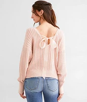Cable Knit Back Tie Sweater