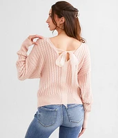 Willow & Root Cable Knit Back Tie Sweater