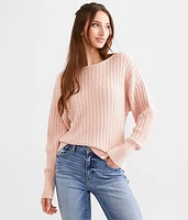 Cable Knit Back Tie Sweater