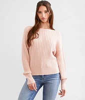 Cable Knit Back Tie Sweater