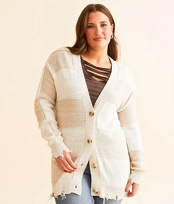 BKE Checkered Cardigan Sweater