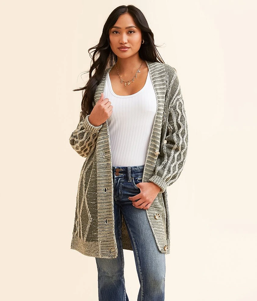 BKE Cable Knit Cardigan Sweater