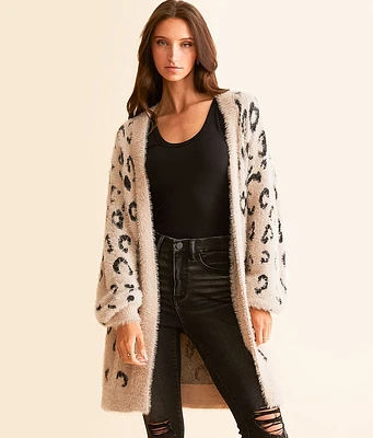 Daytrip Cheetah Eyelash Sweater Cardigan