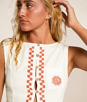 Secret Cove Checker Cropped Tank Top