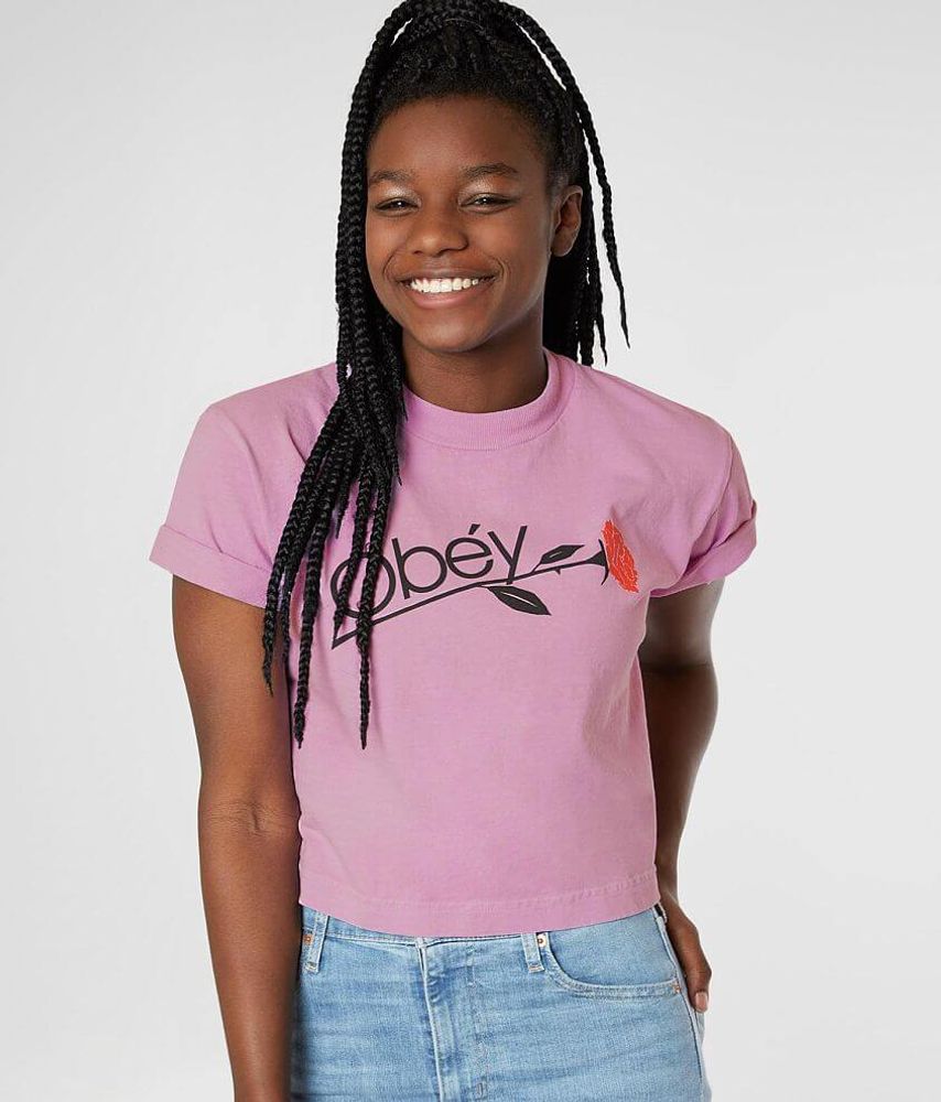 OBEY Rose Cropped T-Shirt
