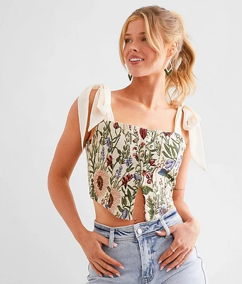 Willow & Root Floral Garden Cropped Tank Top