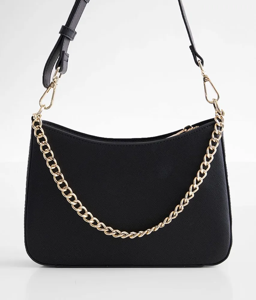 Buckle Structured Faux Leather Purse