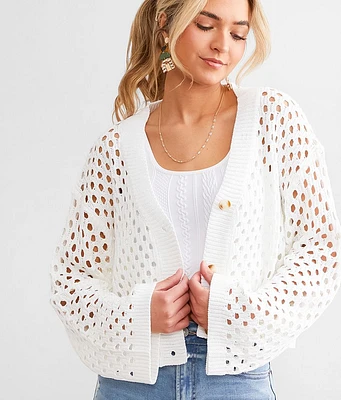 Papermoon Cropped Crochet Cardigan Sweater