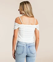 Floral Lace Cold Shoulder Top