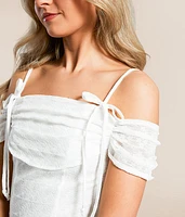 Floral Lace Cold Shoulder Top