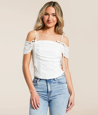 Floral Lace Cold Shoulder Top