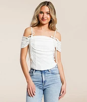 Floral Lace Cold Shoulder Top