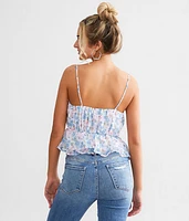 Floral Chiffon Peplum Tank Top