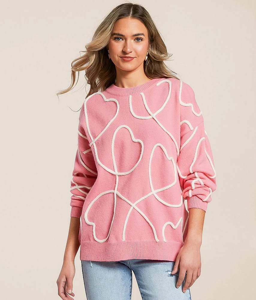 Peach Love California Heart Rope Sweater