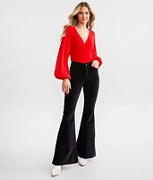High Rise Super Flare Stretch Velvet Pant
