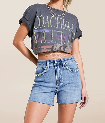Rhinestone High Rise Stretch Short