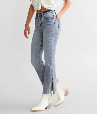 Flying Monkey High Rise Cropped Split Flare Stretch Jean