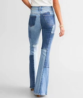 High Rise Pieced Flare Stretch Jean