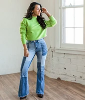 High Rise Pieced Flare Stretch Jean