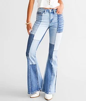 High Rise Pieced Flare Stretch Jean