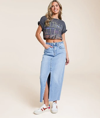 Claudia High Rise Midi Denim Skirt
