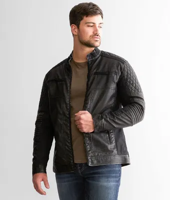 Buckle Black Faux Quilted Leather Jacket