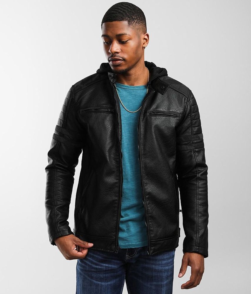 Buckle Black Textured Faux Leather Jacket