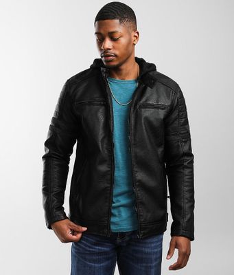 Buckle Black Textured Faux Leather Jacket