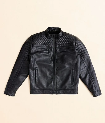 Boys - Buckle Black Faux Leather Jacket