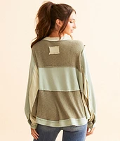 Pieced Faux Henley Top