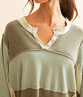 Pieced Faux Henley Top