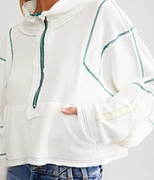 Contrast Stitch Quarter Zip Pullover