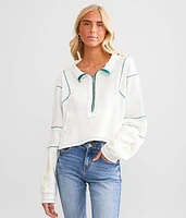 Contrast Stitch Quarter Zip Pullover