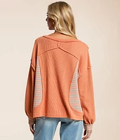 Waffle Knit Striped Top