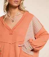 Waffle Knit Striped Top