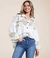 POL Pieced Floral Mesh Jacket